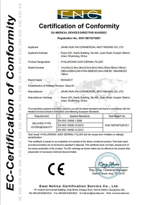 1ml 2ml 5ml 10ml 20ml เกาหลี Hyaluronic Acid Filler ด้วยการรับรอง CE
