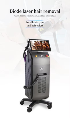 4K ไดโอเดส 755nm 808nm 1064nm Ice Titanium Laser Hair Removal Machine 3 คลื่น
