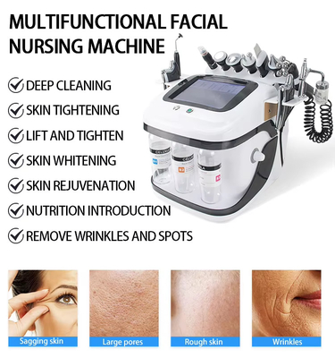 10 ใน 1 การดูแลความงามผิวหนัง Hydra dermabrasion การทําความสะอาดผิวหน้าหลายฟังก์ชัน