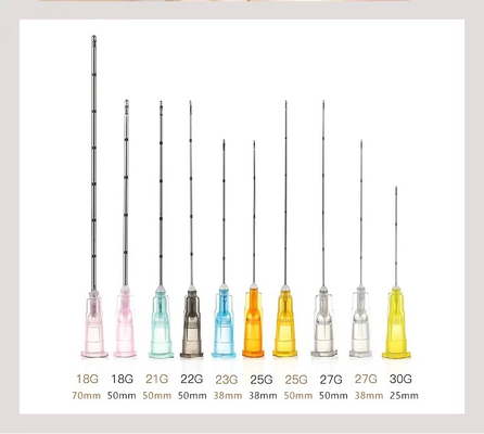 18G 21G 22G 23G 25g 27G 30G 50 มิลลิเมตร 70 มิลลิเมตร ปลายบด นวดไมโครคันนูล่าสําหรับกรดไฮยอลูรอนิกฉีด