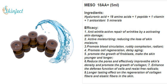 โซลูชัน Mesotherapy ต่อต้านวัยที่โปร่งใสไม่มีสี