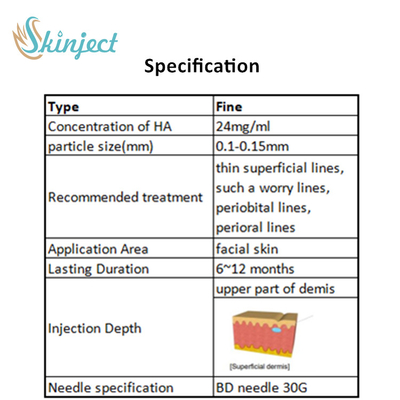 2ml Cross Linked Injectable Facial Fine Hyaluronic Acid Dermal Filler ต่อต้านริ้วรอย